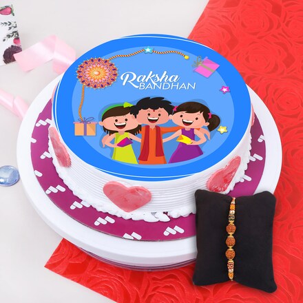 Raksha Bandhan Special Photo Printed cake & Fancy Rakhi