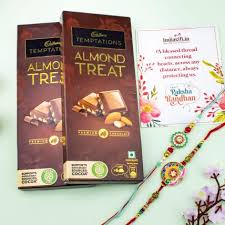 Royal Emerald Kundan Rakhi & Cadbury Temptation