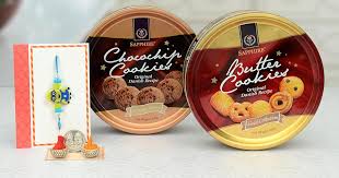 Sophisticated Sapphire Cookies with a Pair of Fancy Rakhi.