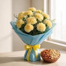 "Yellow Carnations & Dry Fruits Gift Combo"